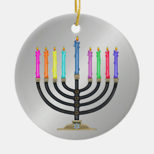 Ornamento De Cerâmica Chanukah Menorah