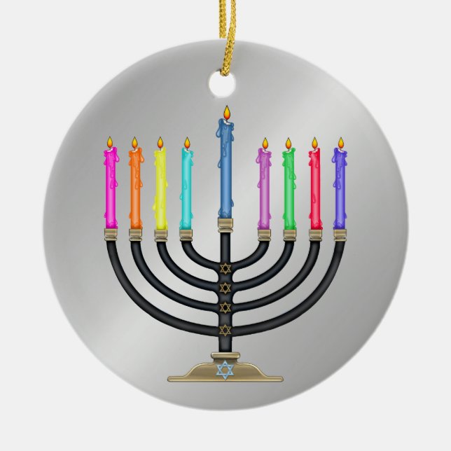 Ornamento De Cerâmica Chanukah Menorah (Frente)