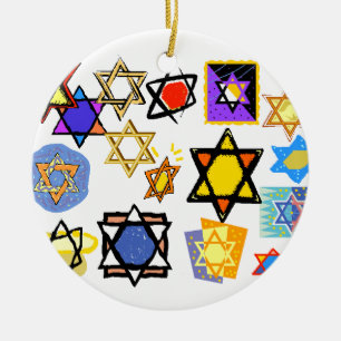 ORNAMENTO DE CERÂMICA CHANUKKA ORNAMENTS - ESTRELAS JUDAICAS - MOGEN