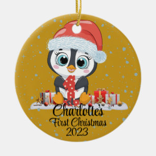 Ornamento De Cerâmica Chapéu bonitinho de Natal do bebê