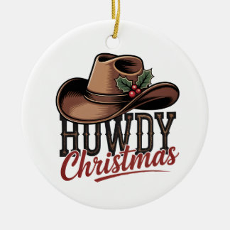 Ornamento De Cerâmica Chapéu de Cowboy de Natal Howdy – Decoração de Nat
