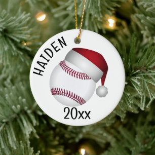 Ornamento De Cerâmica Chapéu de Natal de Beisebol Natal