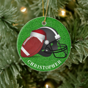 Ornamento De Cerâmica Chapéu de Natal Futebol e Capacete de Natal