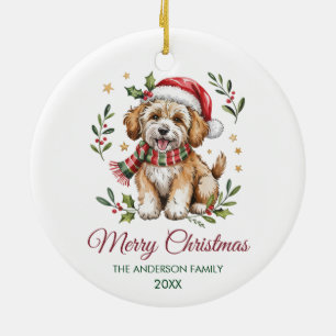 Ornamento De Cerâmica Chapéu de Papai Noel Personalizado para Cachorro G