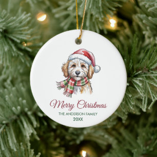 Ornamento De Cerâmica Chapéu de Papai Noel Personalizado para Cachorro G