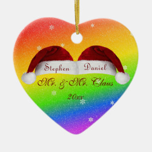 Ornamento De Cerâmica Chapéus e arcos-íris do papai noel