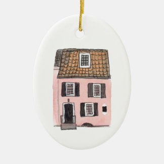 Ornamento De Cerâmica Charleston Pink House Ornament