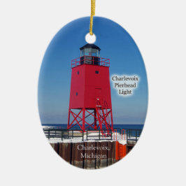 Ornamento De Cerâmica Charlevoix Pierhead Light Ornament