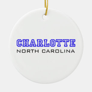 Ornamento De Cerâmica Charlotte, NC - letras