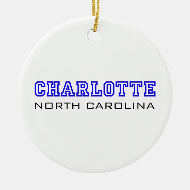Ornamento De Cerâmica Charlotte, NC - letras (Frente)