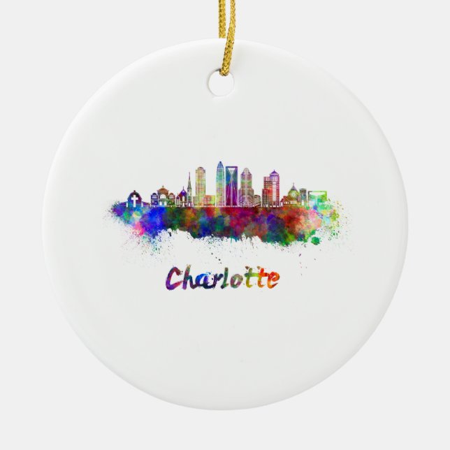 Ornamento De Cerâmica Charlotte V2 skyline in watercolor (Frente)