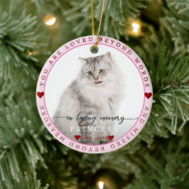 Ornamento De Cerâmica Charm Cute In Loving Memory Cat Foto Monograma