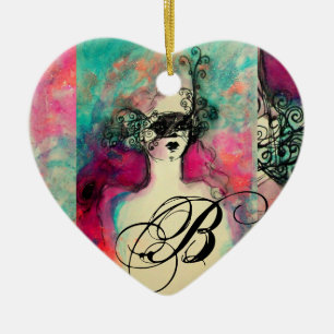 Ornamento De Cerâmica CHARM MONOGRAM,Coração