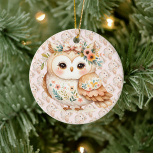 Ornamento De Cerâmica Charme Farmcore Boho Cottagecore Owl