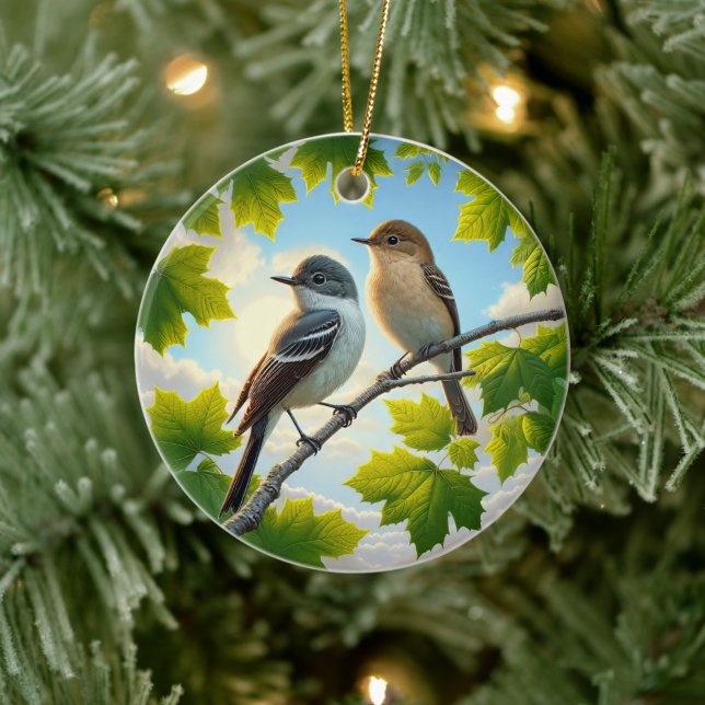 Ornamento De Cerâmica Charming Alder Flycatcher Bird Keepsake (Criador carregado)