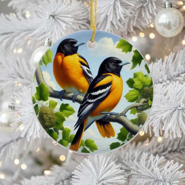 Ornamento De Cerâmica Charming Baltimore Oriole Bird Keepsake (Criador carregado)