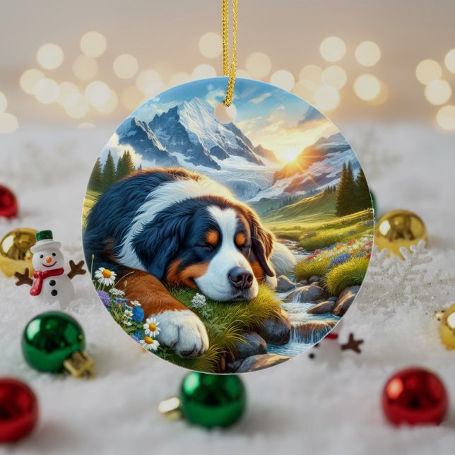 Ornamento De Cerâmica Charming Bernese Mountain Dog Keepsake (Criador carregado)