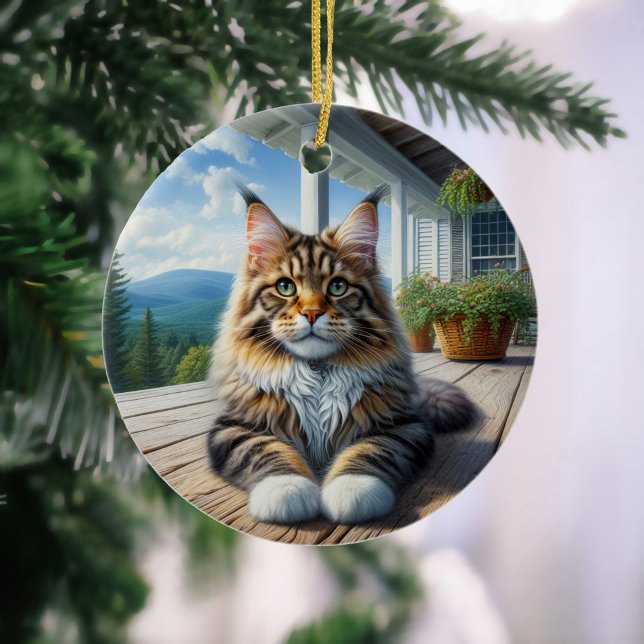 Ornamento De Cerâmica Charming Maine Coon Keepsake (Criador carregado)
