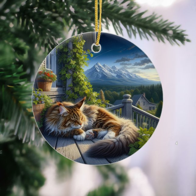 Ornamento De Cerâmica Charming Maine Coon Keepsake (Criador carregado)