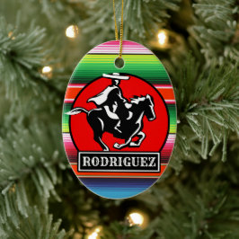 Ornamento De Cerâmica Charro Horse, nome personalizado, sérvia mexicana 