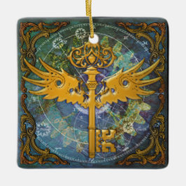 Ornamento De Cerâmica Chave Winged Steampunk