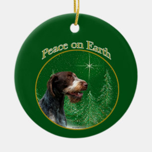 Ornamento De Cerâmica Chaveiro de Paz de Ponteiro Wirehaired Alemão