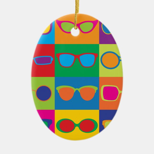 Ornamento De Cerâmica Checkerboard Eyeglass (Frente)