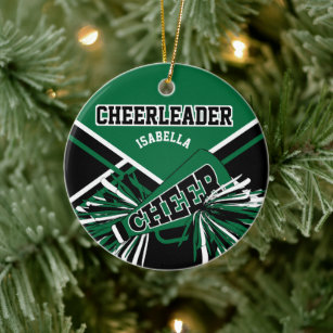 Ornamento De Cerâmica Cheerleader 2S 📣 💖 - Verde escuro, preto e branc