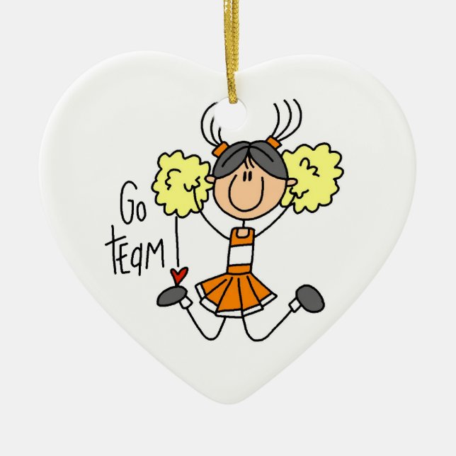Ornamento De Cerâmica Cheerleader da Equipe Orange Go (Frente)