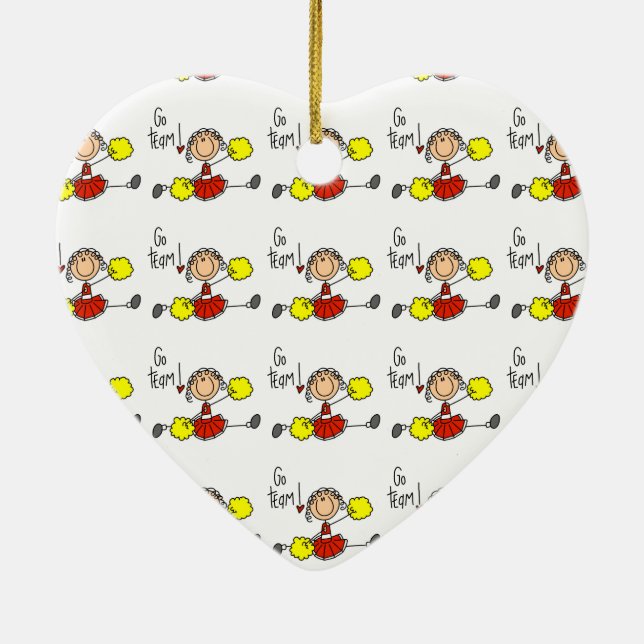 Ornamento De Cerâmica Cheerleader da Equipe Red Go (Verso)