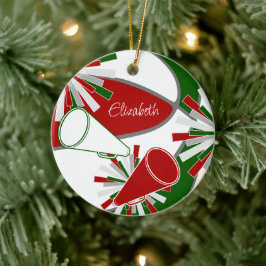 Ornamento De Cerâmica cheerleader de basquete de cor vermelha verde ou A