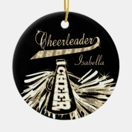 Ornamento De Cerâmica Cheerleader 📣 💖 Glam - Preto e Dourado