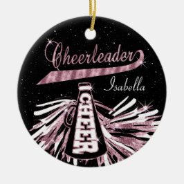 Ornamento De Cerâmica Cheerleader 📣 💖 Glam - Preto e Rosa