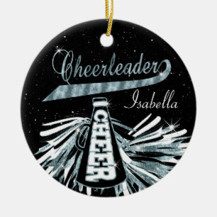 Ornamento De Cerâmica Cheerleader 📣 Grelha 💖 - Preto e Azul