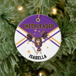 Ornamento De Cerâmica Cheerleader 📣 💖 Rapariga - Roxo e Dourado