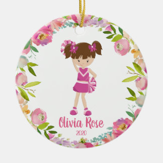 Ornamento De Cerâmica Cheerleader Rosa-Enfeites de natal das Meninas Bon