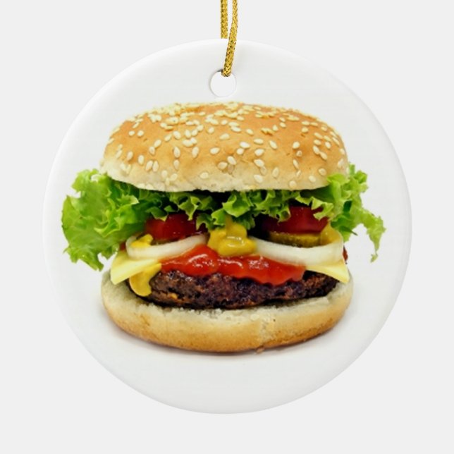 Ornamento De Cerâmica Cheeseburger (Frente)