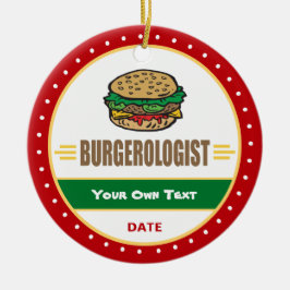 Ornamento De Cerâmica Cheeseburger engraçado do Hamburger