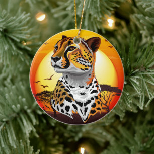 Ornamento De Cerâmica Cheetah African Feline Wild Animal