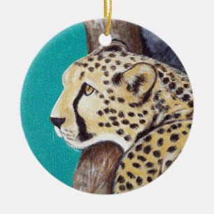 Ornamento De Cerâmica Cheetah Painting