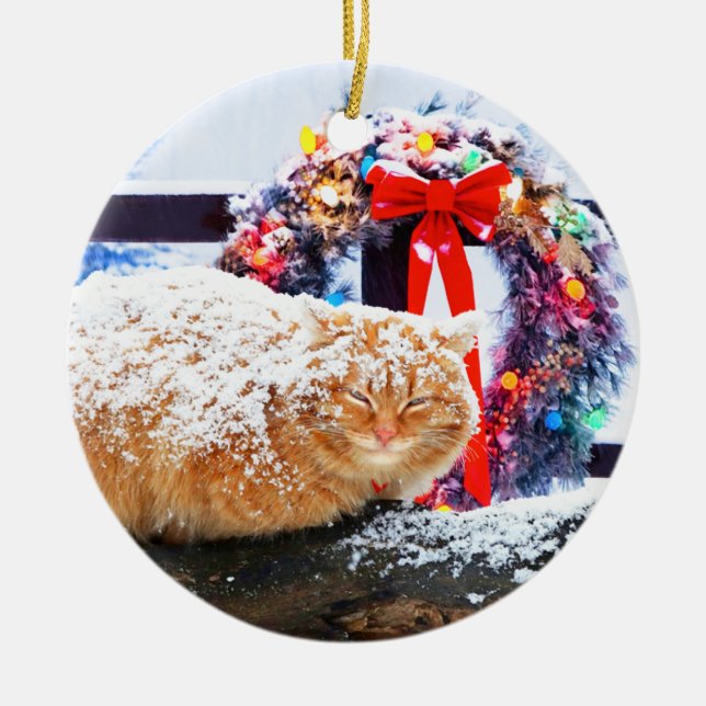 Ornamento De Cerâmica "Cheeto de Natal" (Frente)