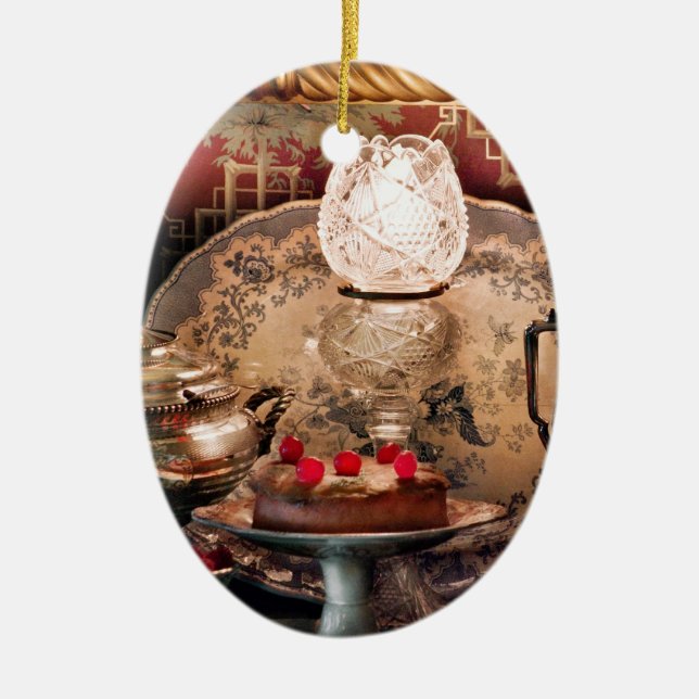 Ornamento De Cerâmica Chef - Comida - Bolo - Pronto para a festa (Frente)