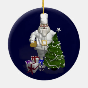 Ornamento De Cerâmica Chef de Papai Noel Doce