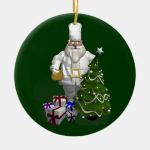 Ornamento De Cerâmica Chef de Papai Noel Doce