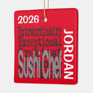 Ornamento De Cerâmica Chef de Sushi Extraordinário CUSTOM