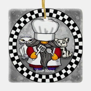Ornamento De Cerâmica Chef Gnomo