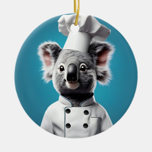 Ornamento De Cerâmica Chef Koala (Frente)