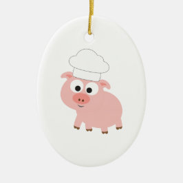Ornamento De Cerâmica Chef Pig