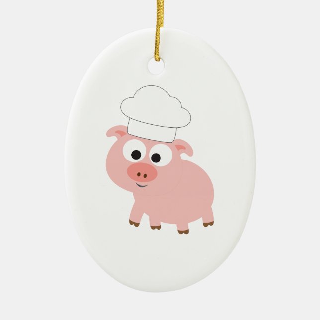 Ornamento De Cerâmica Chef Pig (Frente)