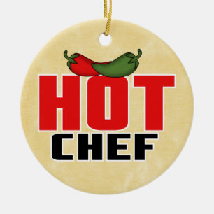 Ornamento De Cerâmica Chef Quente ( Peppers Vermelhos e Verdes)